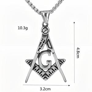 Colgante Masónico de Acero de Titanio para Hombre, Diseño Geométrico, Uso Diario - Product Image 5