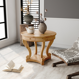 Table de salle à manger ronde de petite taille de style farmhouse, table d'appoint, table basse pour <span class=keywords><strong>dinette</strong></span>, cuisine, salle à manger ou salon - Product Image 2