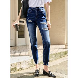 Sidefeel Mujer Azul Marino Talla 6 Slim Flared Straight Leg Jeans Transpirable Casual Ripped Distressed Boyfriend Denim Pantalones - Product Image 6