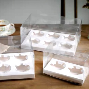 Boîtes à cupcakes marbrées à 2/4/6 cavités et emballages pour gâteaux, boîtes à biscuits avec fenêtre, porte-muffins, porte-dragées, contenants à desserts - Product Image 6