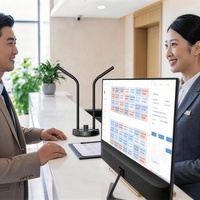 Monitor Intérprete Inteligente con IA 2026, Pantalla de Traducción Simultánea de Doble Cara de 27 Pulgadas con Micrófono de 4 Matrices para Reuniones Híbridas