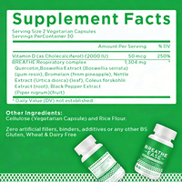VitaHall OEM/ODM Capsules Breathe Ease Quercétine + Feuille d'Ortie 8 en 1 Aide à la respiration facile
