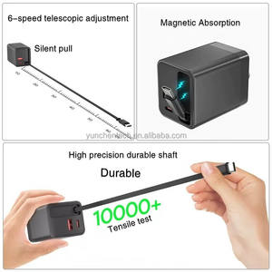 <span class=keywords><strong>Prix</strong></span> usine 65W GaN <span class=keywords><strong>chargeur</strong></span> mural avec câble rétractable QC3.0 adaptateur de <span class=keywords><strong>chargeur</strong></span> rapide pour ordinateur portable pour téléphone adaptateur de voyage personnalisé - Product Image 4