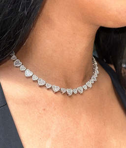 Nuovo arrivato di lusso di alta qualità scintillante <span class=keywords><strong>gioielli</strong></span> da donna ghiacciati Bling CZ grande piccolo cuore collana Tennis - Product Image 1