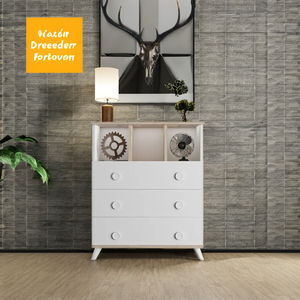 Commode moderne nordique écologique à 3 tiroirs et 3 étagères en métal pour chambre et salon - Product Image 5