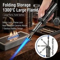 Briquet coupe-vent multi-angles à flamme unique YN, pour extérieur et cuisine, pliable et sécurisé