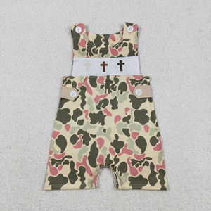 Combinaison d'été pour bébé garçon avec poches, imprimé camouflage vert, marron et violet - Product Image 3