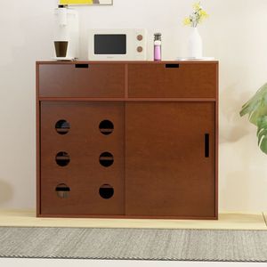 Solid Wood <b>Sideboard</b> Cabinet With Perforated Door <b>Storage</b> For Living Room And Dining Space - Product Image 1