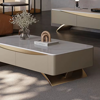 Table Basse et Meuble TV Combinés en Bois Massif Écologique, Style Moderne et Luxe, pour Petit Salon ou Appartement