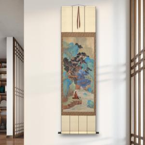 Arte <span class=keywords><strong>Oriental</strong></span>, Pinturas de Paisajes Chinos Pintadas a Mano en Verde y Azul, Pintura con Tinta, Arte <span class=keywords><strong>Chino</strong></span> Antiguo, Arte de Pared - Product Image 2