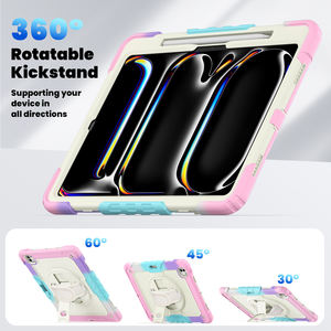 <span class=keywords><strong>Double</strong></span> Couleurs Multi-Fonctionnel pour <span class=keywords><strong>iPad</strong></span> Air 13/<span class=keywords><strong>Pro</strong></span> 13 M4 2024 Boîtier PC Support Rotatif Sangles Détachables Protecteur d'Écran Intégré - Product Image 5