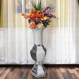 Macetero con cuentas de plata para decoración, maceta con perlas grandes y diseños modernos, plantas artificiales, para hotel y jardín - Product Image 1