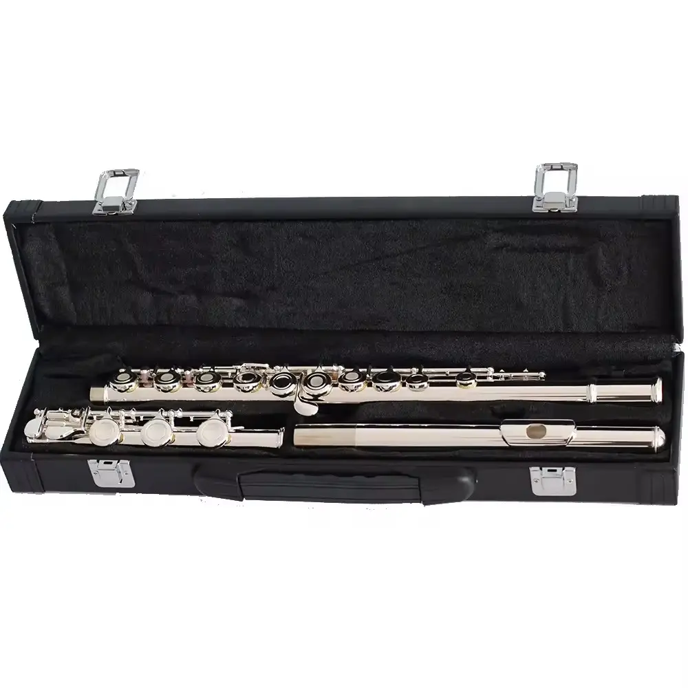 Flauta C de buraco aberto instrumento banhado a prata com 17 furos, bom preço por atacado