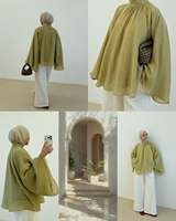 Haut musulman léger en crêpe pour femme, élégante blouse à manches longues, tunique modeste de style arabe de Dubaï pour le hijab 2026