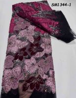 Tissu de dentelle de filet de gland de conception de brocart Jacquard Jacquard Jacquard de satin à la mode pour le motif animal de style sexy