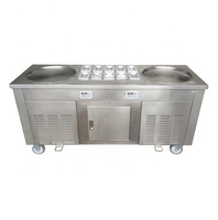 Nieuwe commerciële roestvrijstalen machine voor het maken van ijsrollen met fruit & chocolade, hoge productiviteit, draagbaar, met vlakke bakplaat.