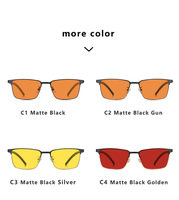 Gafas de Metal con Montura Semi-Rimless Tricolor, Gafas Ópticas de Moda con Media Montura, Anti Luz Azul, para Computadora y Lectura, Unisex