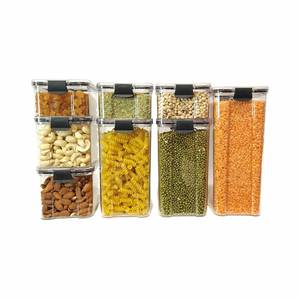 BPA Free Eco-Friendly Transparent <b>Plastic</b> Cereal Storage Containers Rectangle-Shaped Injection-Molded Minimalist Airtight - Product Image 1