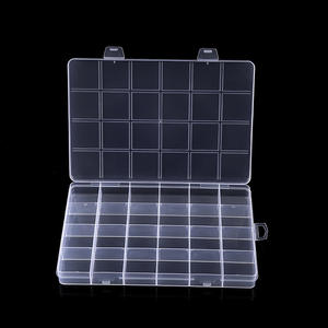 Caja de almacenamiento de plástico transparente con 24 compartimentos y ranuras fijas para joyería, cuentas, piezas pequeñas, estuche organizador - Product Image 1