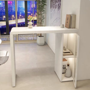 Mesa de Barra Blanca Moderna, Mostrador de Recepción Minimalista, Isla para Salón, Estudio u Hogar - Product Image 2
