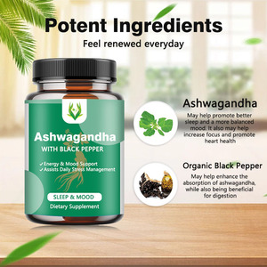 Vente en gros Capsules d'Ashwagandha pures Capsule d'extrait d'Ashwagandha biologique Supplément de soutien à la digestion énergétique au poivre noir - Product Image 4