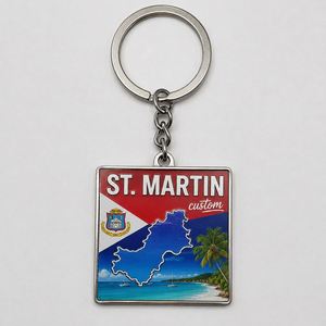 Porte-clés Saint-Martin personnalisés de haute qualité en gros, avec drapeau de l'île et design de la côte des Caraïbes, souvenir de voyage touristique - Product Image 3