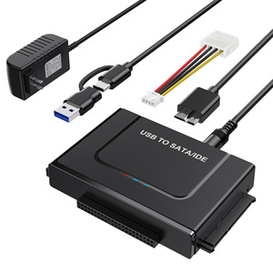 Adaptador USB a SATA <span class=keywords><strong>IDE</strong></span>, carcasa externa para <span class=keywords><strong>disco</strong></span> <span class=keywords><strong>duro</strong></span> de 2,5 y 3,5 pulgadas con fuente de alimentación y cable de datos para PC y portátil - Product Image 1
