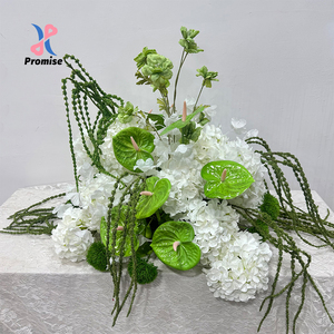 Natural White Hydrangea Green Anthurium Silk Handmade Floral Arrangement for Wedding Chinese New Year & Christmas Banquet <b>Decor</b> - Product Image 5