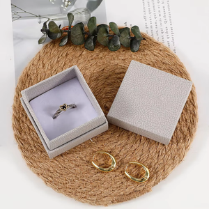 Minimalist Grey Crackle Texture Jewelry <b>Boxes</b> Square Rigid Gift <b>Boxes</b> For <b>Rings</b> Earrings - Product Image 1