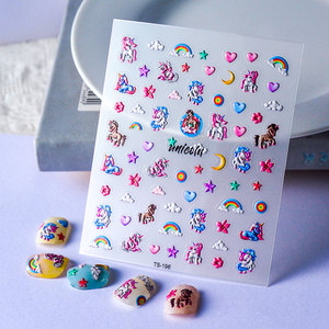 Pegatinas de Uñas con Diseño de Unicornio en 5D, Autoadhesivas, Material PET, 100 Piezas MOQ - Product Image 3