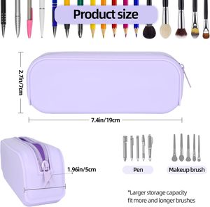 Étui à crayons en silicone, étui à crayons imperméable avec des couleurs dégradées et unies, pochette mignonne pour le bureau, les adultes, les femmes et les hommes - Product Image 2