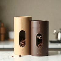 Boîte à biscuits, bonbons et en-cas en carton biodégradable avec impression de logo, tube en papier kraft de qualité alimentaire avec fenêtre transparente