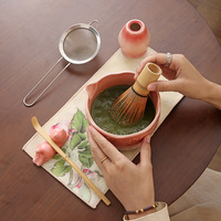 Kit d'accessoires pour mélangeur de matcha, ensemble de bols à matcha en céramique, fouet à matcha Chasen, ensemble de matcha transparent