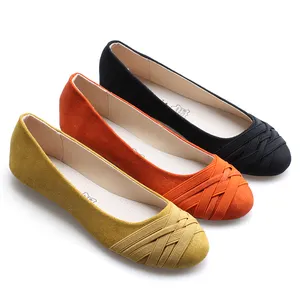 Stock women cheap fancy basic causal elastic round toe microfiber upper with bow soft insole flat ballerina shoes