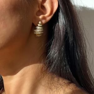 Modern Women Tear-drop Full Zirconia Drop Huggies <strong>Earrings</strong> Wholesale <strong>Statement</strong> <strong>Earrings</strong> - Product Image 2
