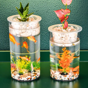 Micro-paysage en pot cylindrique, <span class=keywords><strong>aquarium</strong></span> pour poissons Betta, arrangement floral, récipient hydroponique, décoration simple pour salon - Product Image 4