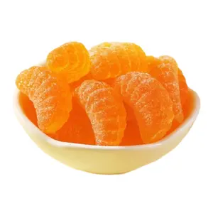 Permen gummies vegan buah bentuk jeruk logo kustom permen permen karet Asia