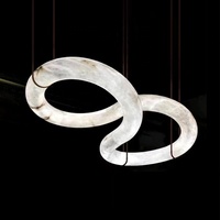 Lustre suspendu en albâtre naturel espagnol, design moderne en forme de huit, pour salon et cuisine