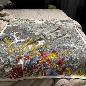 OEM Customized Logo <b>Single</b> Face Sides Printed Cotton <b>Flower</b> Scarf 120x120cm Headscarf - Product Image 6