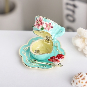 SHINNYGIFTS stile europeo bomboniera in stile matrimonio smalto tazza di caffè scatola decorazione farfalla ornamenti nuovo stile scatole di gioielli - Product Image 6