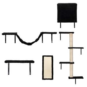 DB Juego de escalador de gato moderno montado en la pared de 5 piezas Estantes flotantes para gatos Perchas Actividad para gatos Postes para rascar árboles Hecho Cartón de sisal - Product Image 2