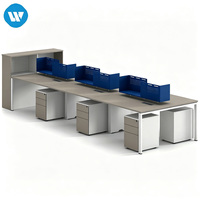 Cloison de séparation de bureau modulaire moderne personnalisée pour 6 personnes, poste de travail ouvert, bureaux en aluminium