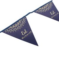Guirlande de fanions triangulaires en papier blanc pliable pour la fête, la célébration, l'Aïd Moubarak, le Ramadan, la décoration de l'Aïd, les fournitures de fête