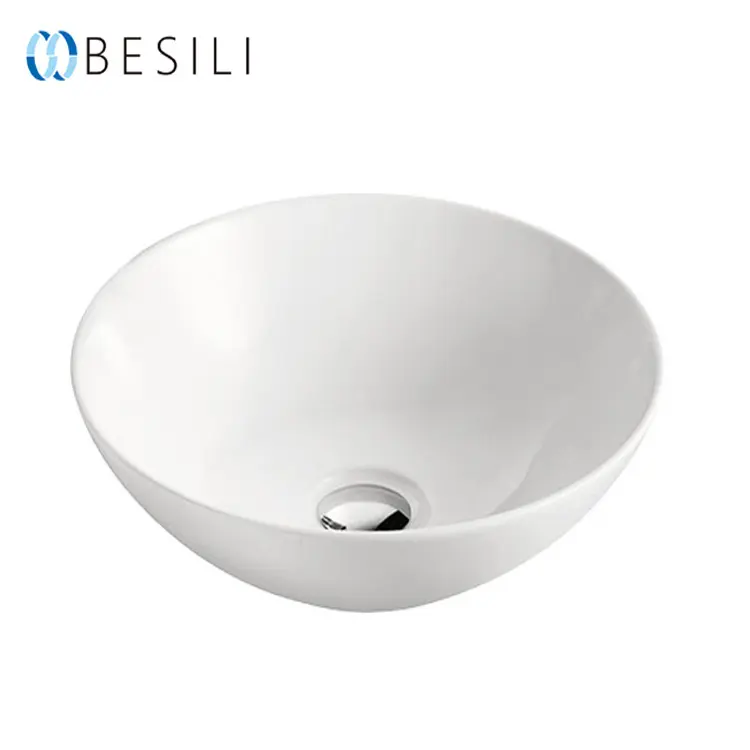 Lavabo redondo con diseño de encimera, lavabo de cerámica ovalado para Baño