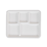 Barquette de déjeuner scolaire 100% compostable en bagasse, plateau à 6 compartiments, en fibre de canne, barquettes jetables en papier