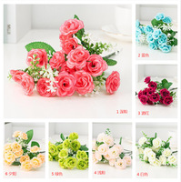 Décorations florales en soie Huaien, roses artificielles réalistes de style coréen à 15 têtes pour la Saint-Valentin, mariage, décoration intérieure (carton)