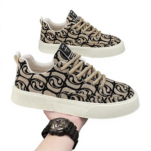 Chaussures basses en toile respirantes à lacets pour hommes, collection Printemps 2025, avec doublure en coton, design imprimé tendance, style sport décontracté - Product Image 1