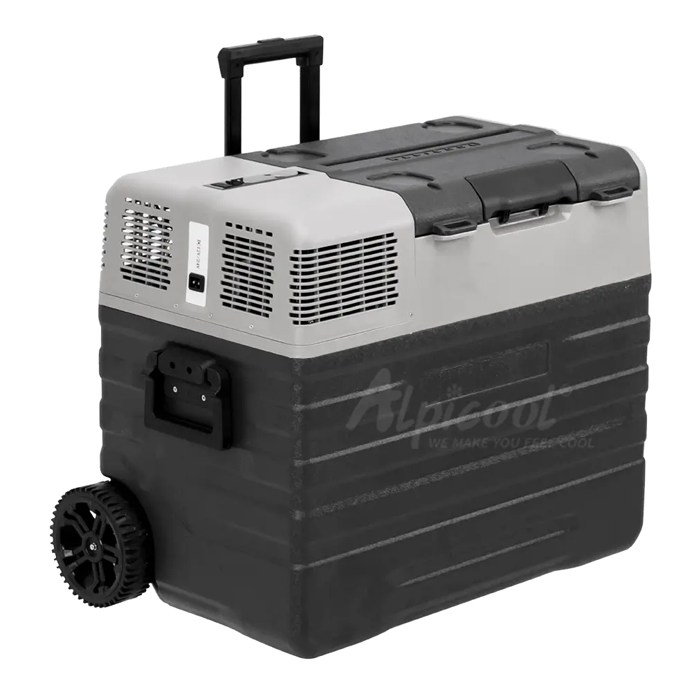 ثلاجة سيارة alpicol NX52 مدمجة ببطارية 52.8L مبرد 12 فولت مبرد محمول مع ثلاجة محمولة