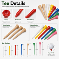 Vente en gros de tees de golf en vrac, avec logo personnalisé, en bois, bambou ou plastique, ensemble de tees de golf, fabricant OEM d'accessoires d'entraînement de golf