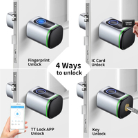 Cerradura Inteligente sin Llave con Cilindro, Compatible con la Aplicación Tuya Smartlife, Tarjeta NFC, Código PIN, Llave Mecánica, Desbloqueo por Gateway
